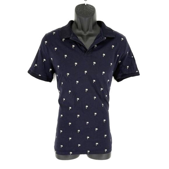 H&M Other - H&M Blue Polo with White Palm Trees - Size Medium